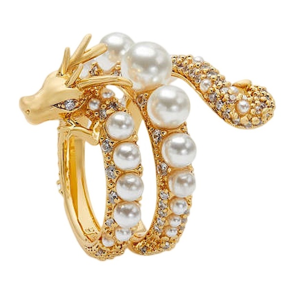 KATE SPADE • Dazzling Dragon Wrap Gold Pearl Ring - Picture 1 of 8